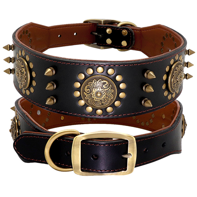 Large Leather Stud Dog Collar