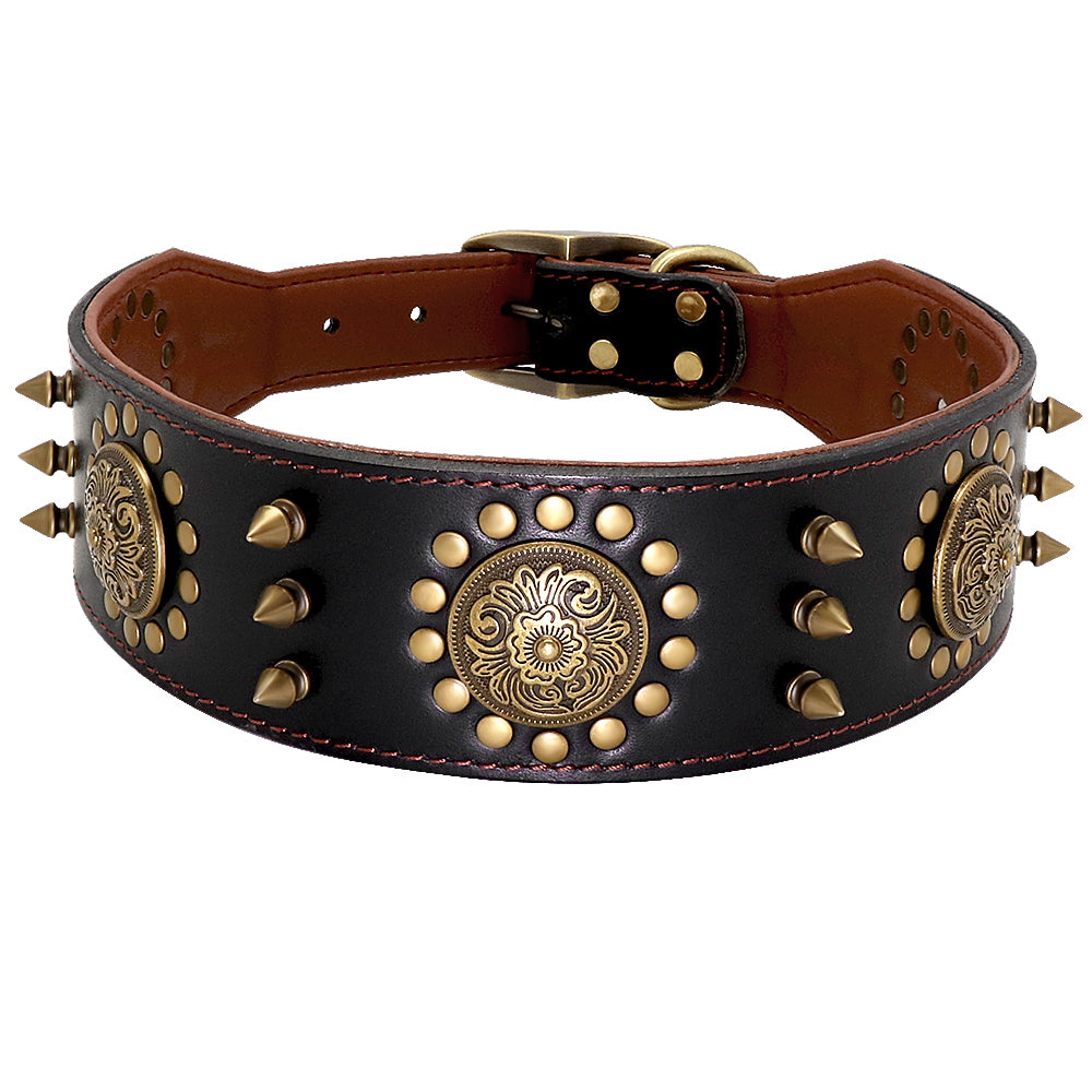 Large Leather Stud Dog Collar