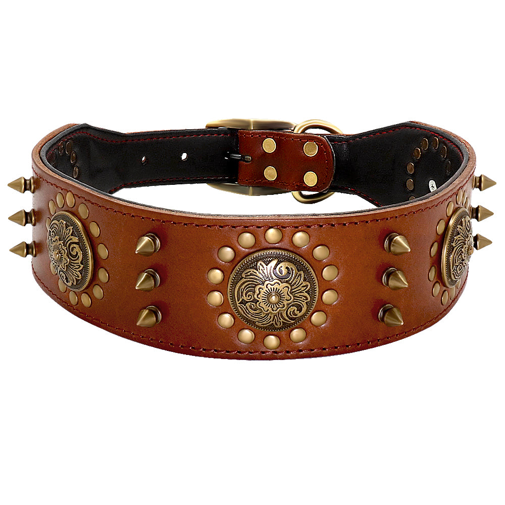 Large Leather Stud Dog Collar