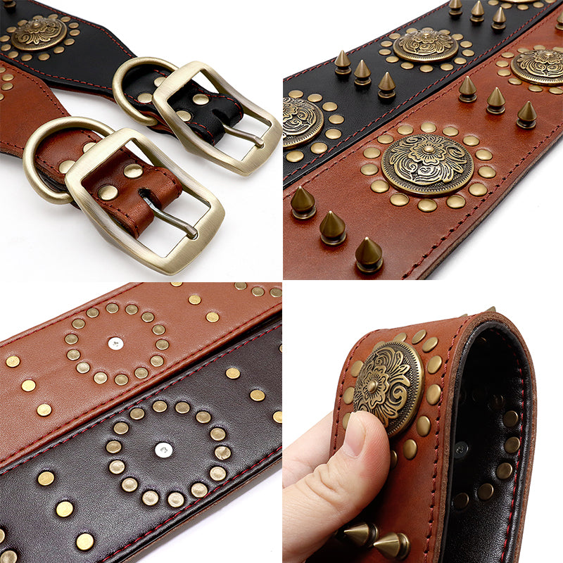 Large Leather Stud Dog Collar