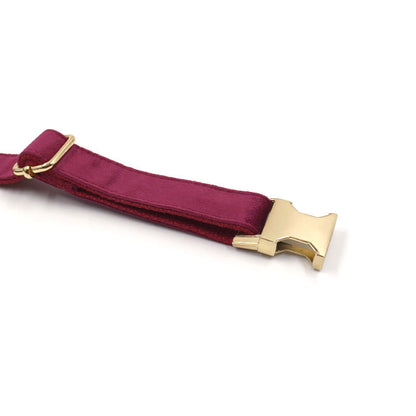 Soft Burgundy Velvet Pet Collar Dog Collar